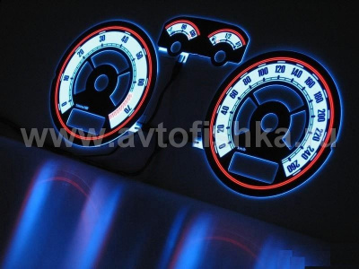 Volkswagen Golf 4 светящиеся шкалы приборов - накладки на циферблаты панели приборов, дизайн № 2